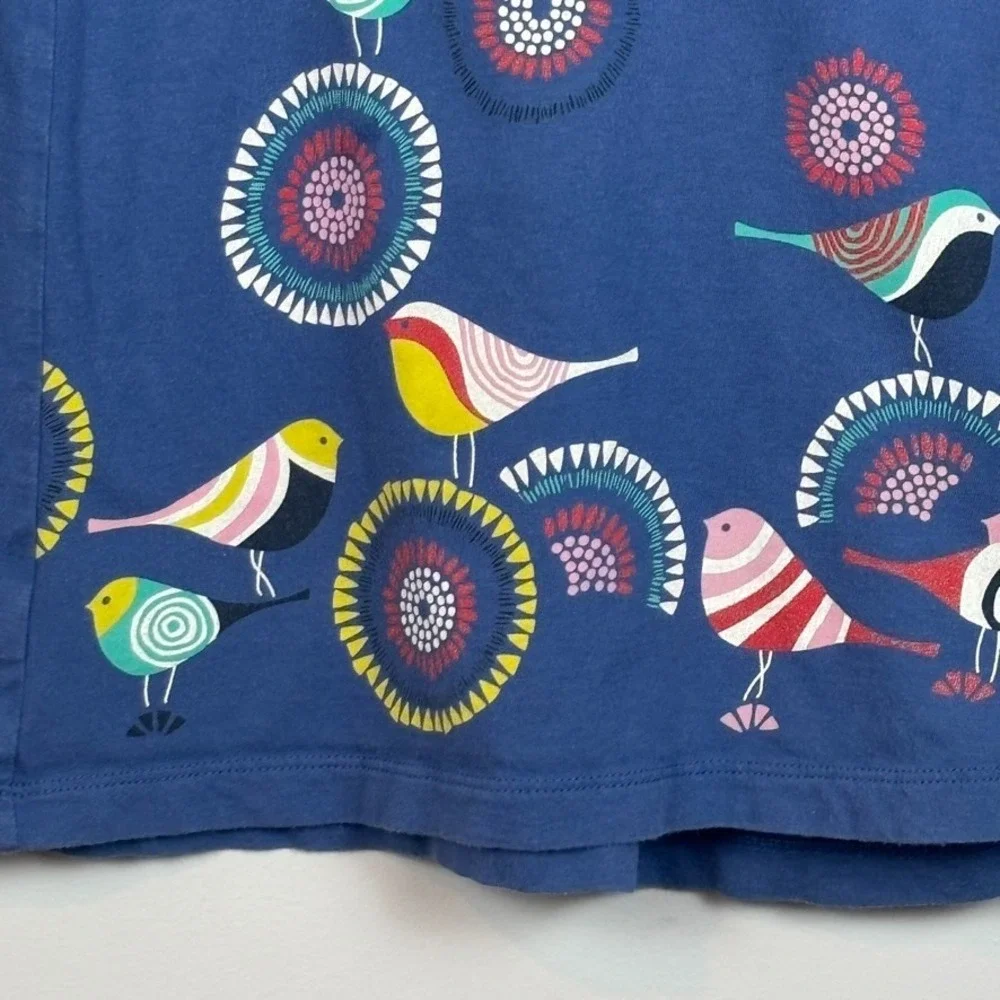 Tea Collection Girls‎ Blue Bird Pattern 100% Cotton Long Sleeve Dress Size 3